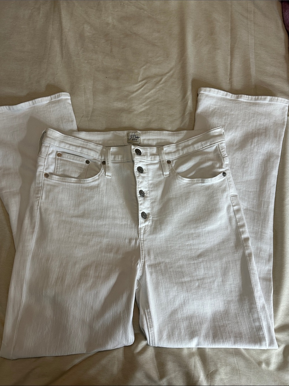 J. Crew White High-Rise Button-Fly Jeans